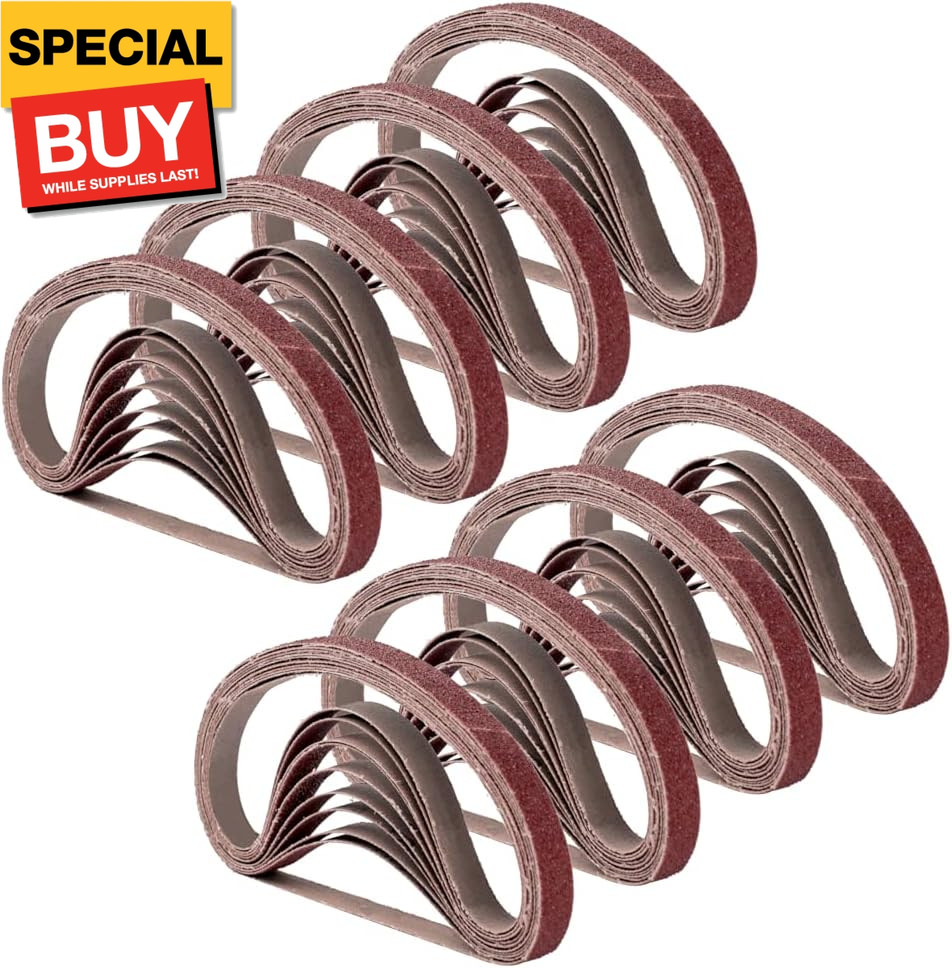 1/2 Inch x 18 Inch Sanding Belts, 8 Each of 60/80/120/180/240 Grits, Belt Sander