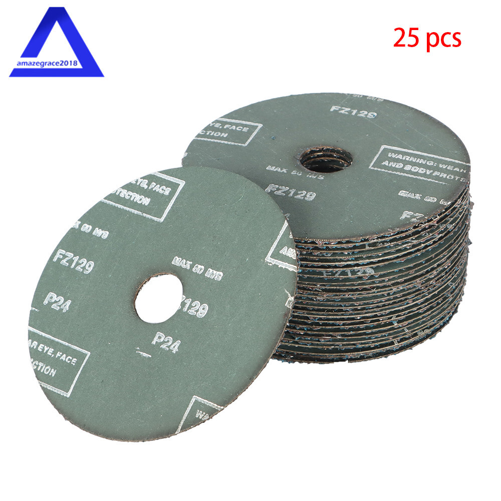 25Pcs 5″/4.5″ 24 Grit & 36 Grit Zirconia Resin Fiber Disc Grinding Sanding Discs
