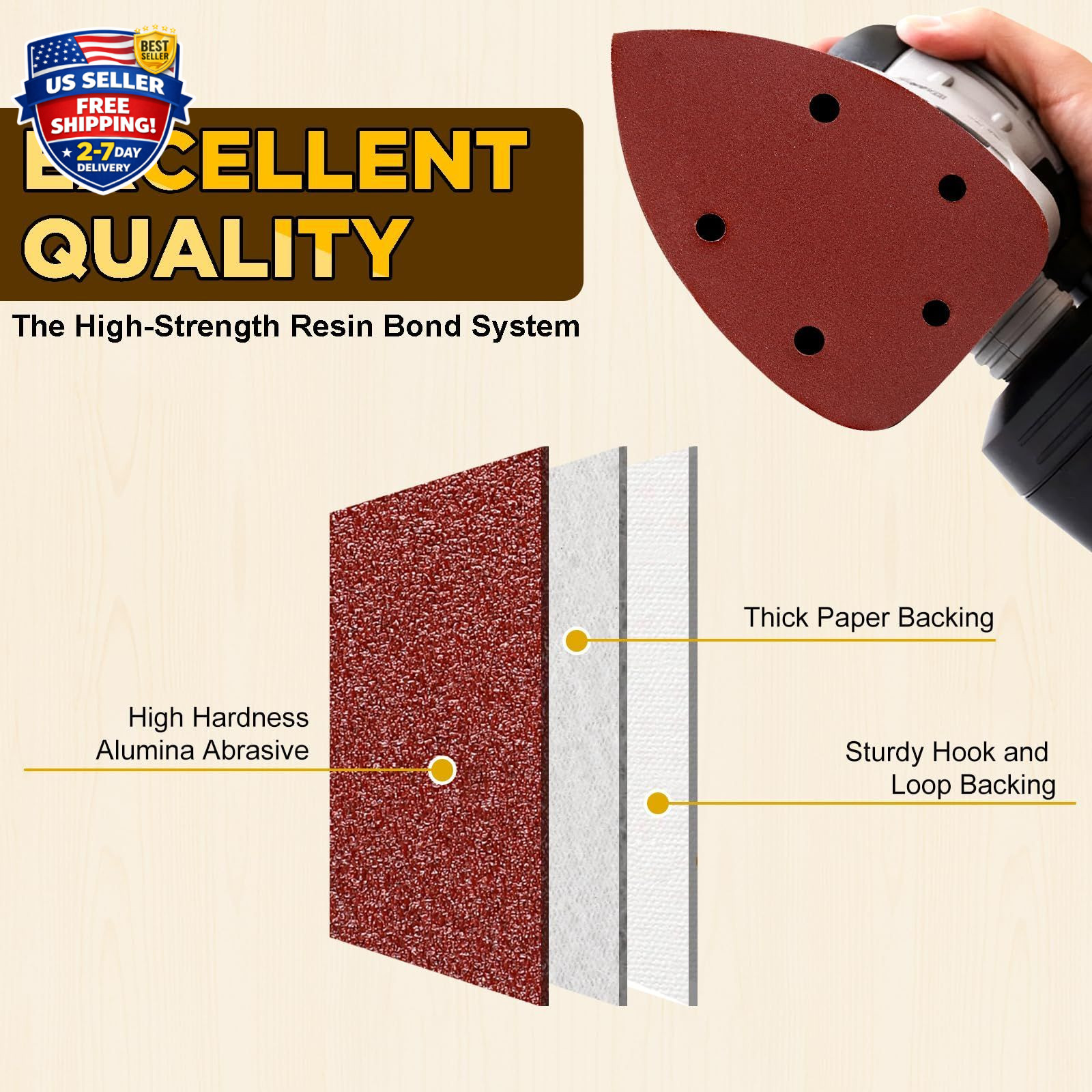 55pcs Mouse Detail Sander Sandpaper Premium Triangle Sanding Pads 9 Grits 40-800