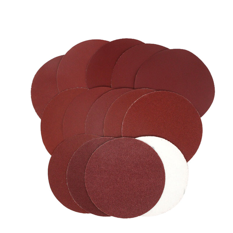 5 Inch 125mm Flocking Red Sand Dry Grinding Sandpaper Disc Hook & Loop 40~2000#