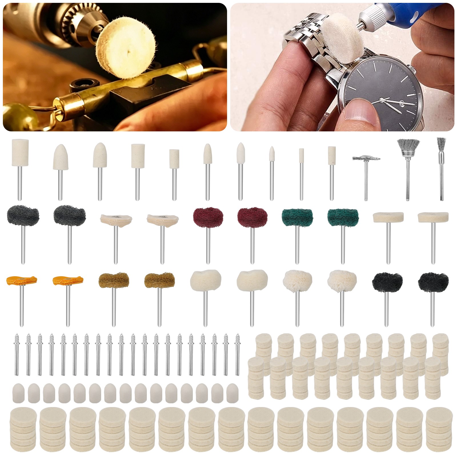 234x Rotary Tool Polishing Kit Buffing Wheels Felt Wool Cotton for Metal Jewelry