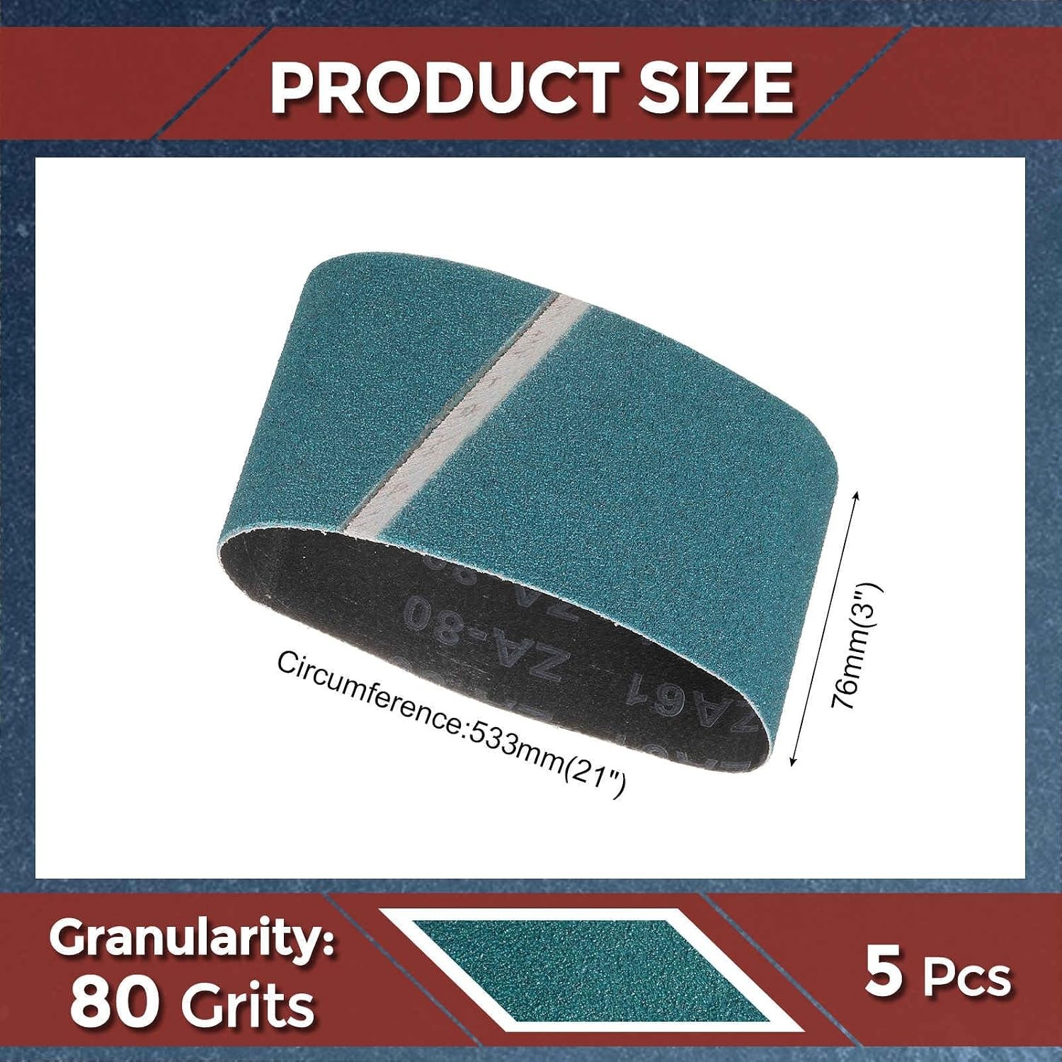 Durable 80 Grit Zirconia Sanding Belts 3×2 Inch – 5 Count for Rust Removal