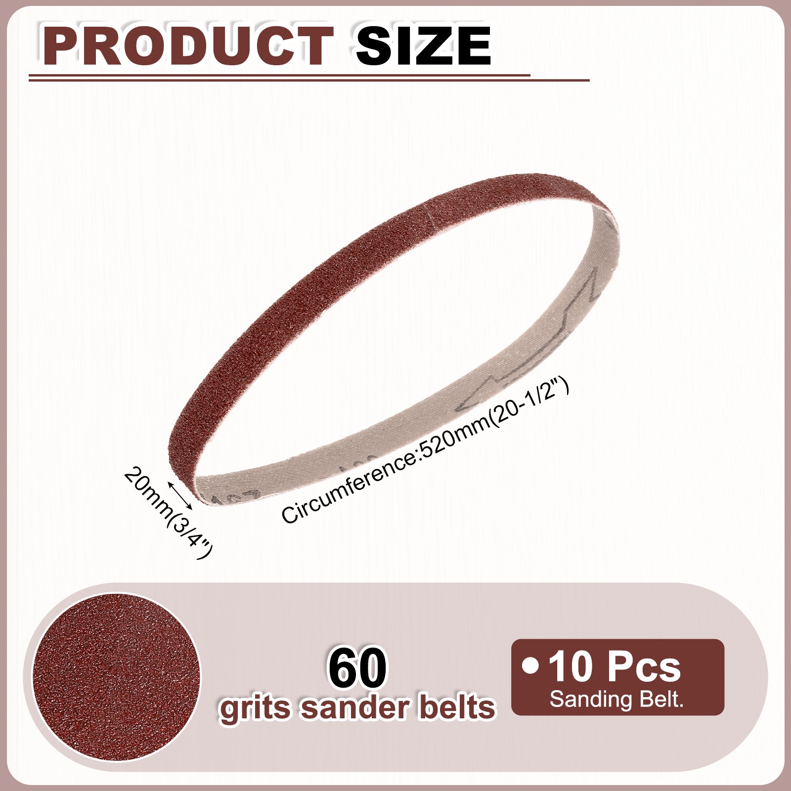 3/4 x 20 1/2 Inch Sanding Belts, 10 Pcs 60 Grit Aluminum Oxide Belt