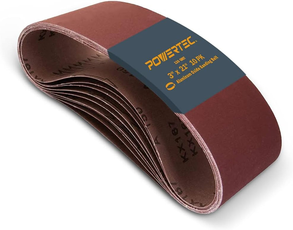 3 X 21 Inch Sanding Belts, 10PK, 120 Grits Aluminum Oxide Sandpaper, 3X21 Sandin