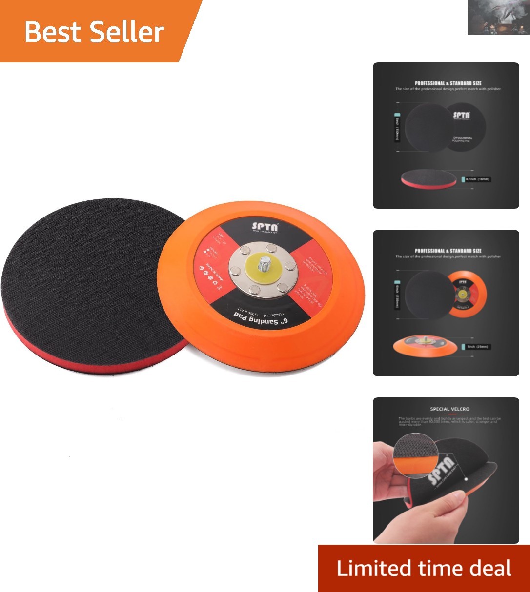 6″ Hook and Loop Backing Pad for DA Sanders – Durable Polyurethane Design