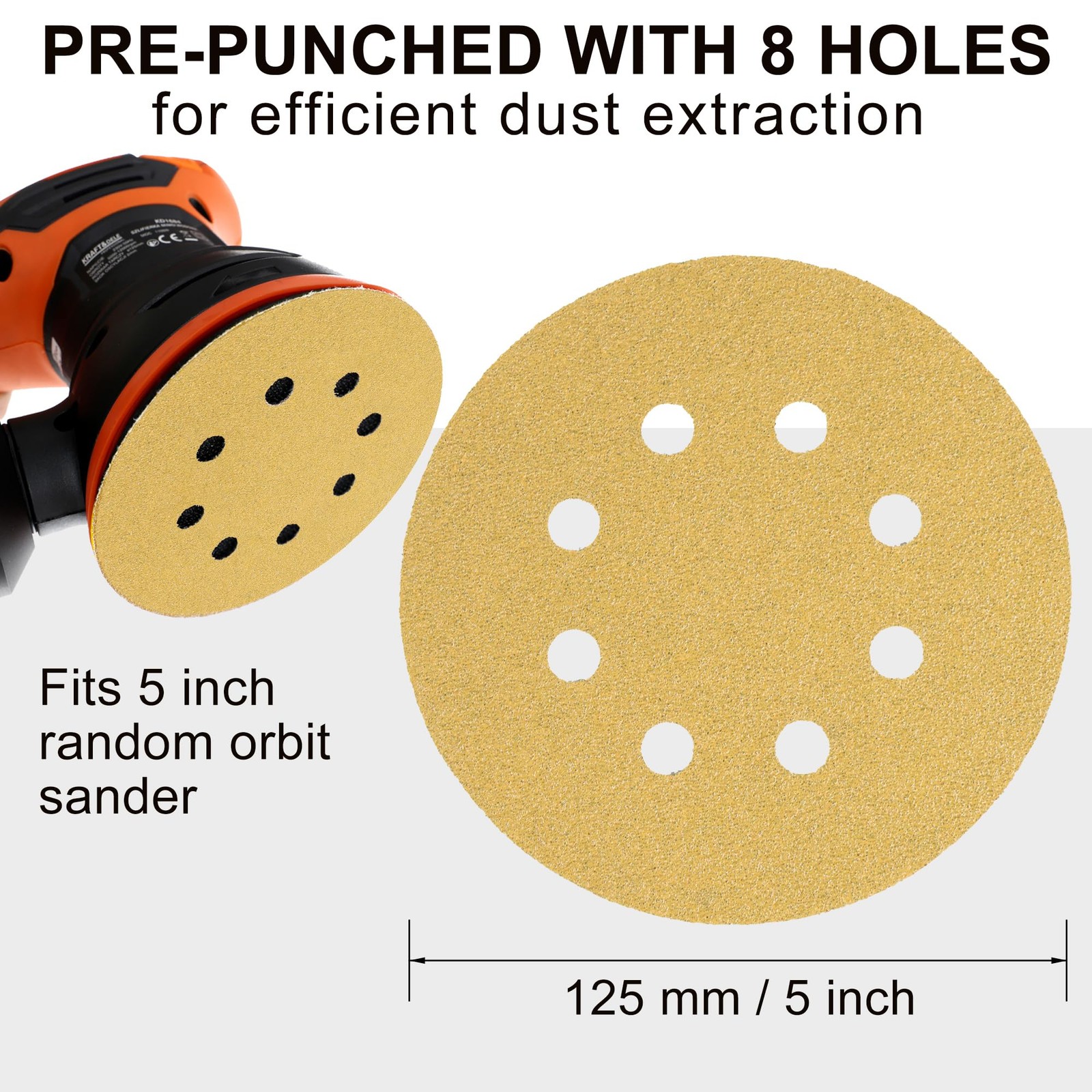 110 PCS 5 Inch 8 Hole Sanding Disc, 60 80 120 150 180 220 320 400 600 800 100…