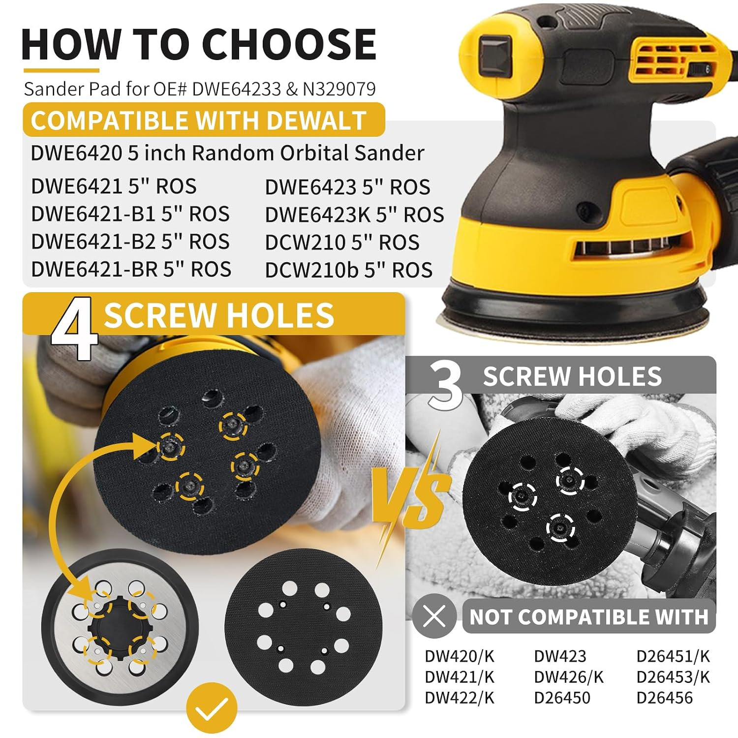 2 Pack 5″ 8 Hole Hook & Loop Replacement Orbital Sander Metal Pad Compatible