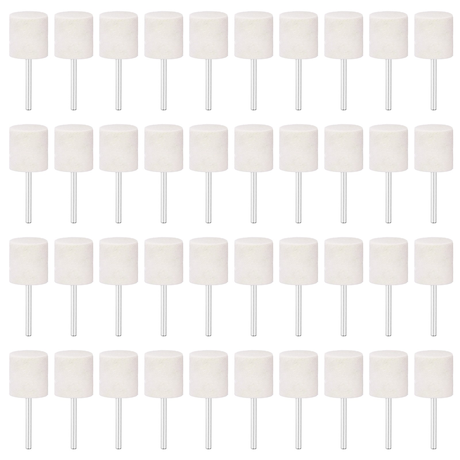 40 Pcs Wool Felt Mounted Mandrel Points 18mm Cylinder Head with 1/8″ Shank