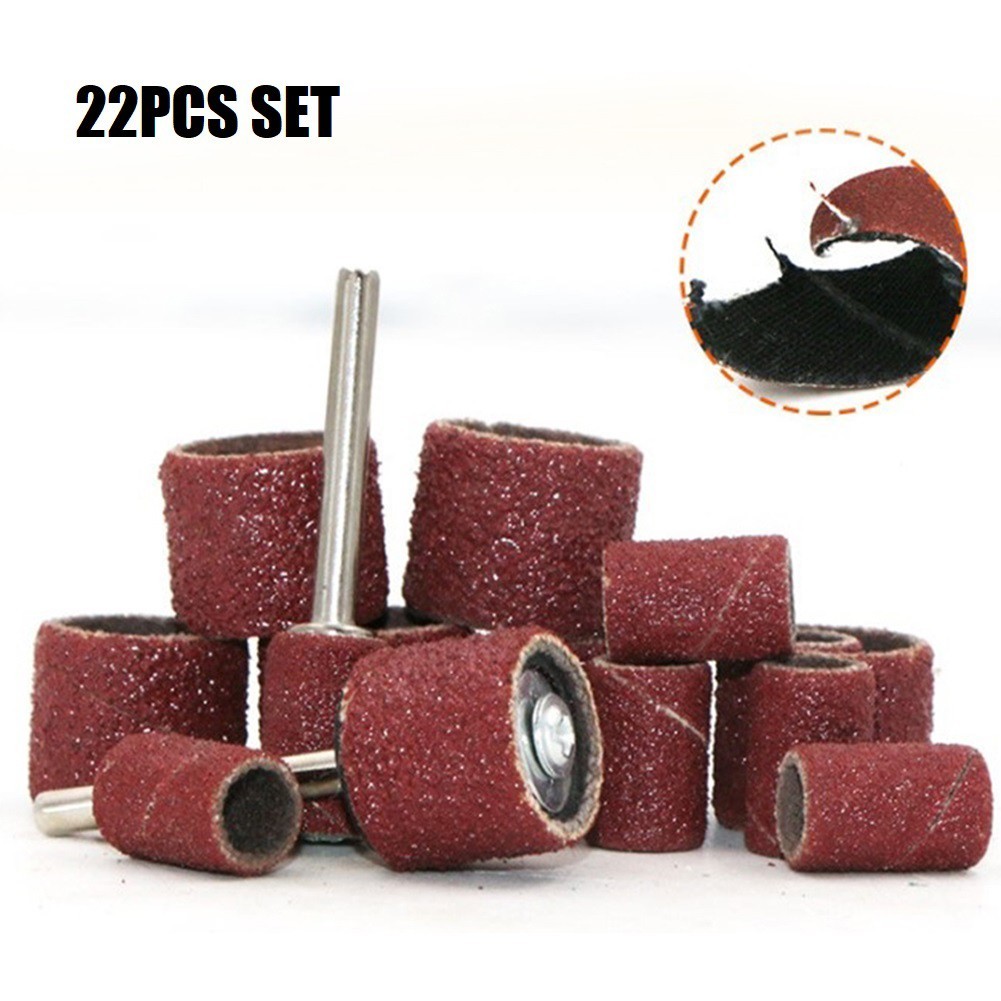 22Pcs Sanding Ring With Rod Abrasive Rotary Tool Kit Sanding Drum Grinding Head