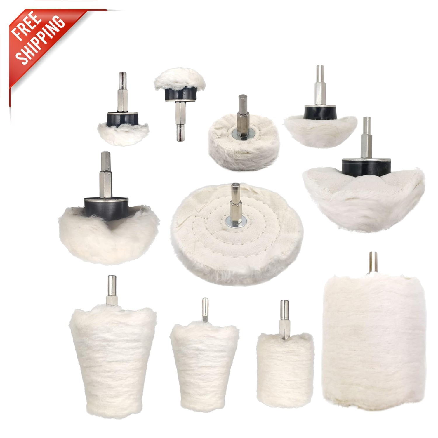 Compact 11-Piece Buffing Wheels – Ideal for Electric Drill and Pneumatic Use