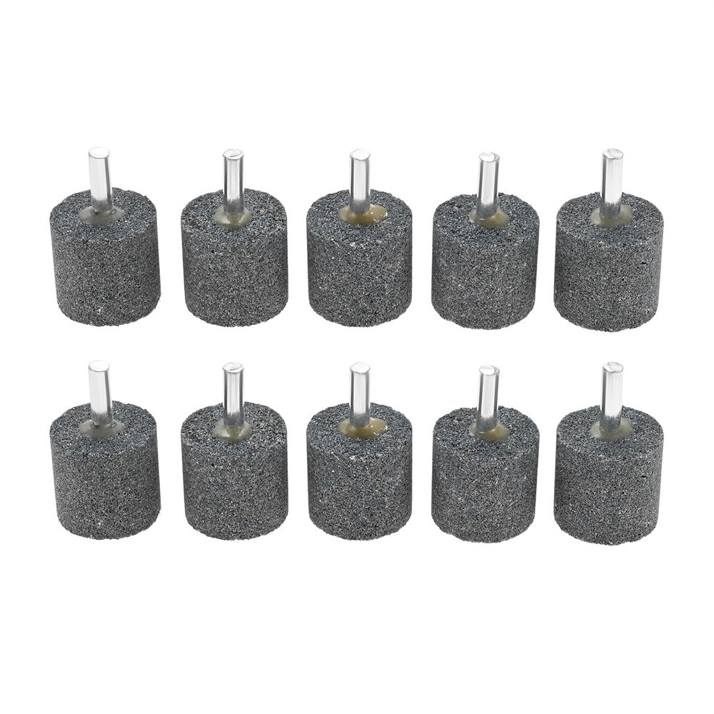 10x Rotary Drill Aluminum Oxide 30mm Head 1/4″ Shank Cylindrical Grinding Stones