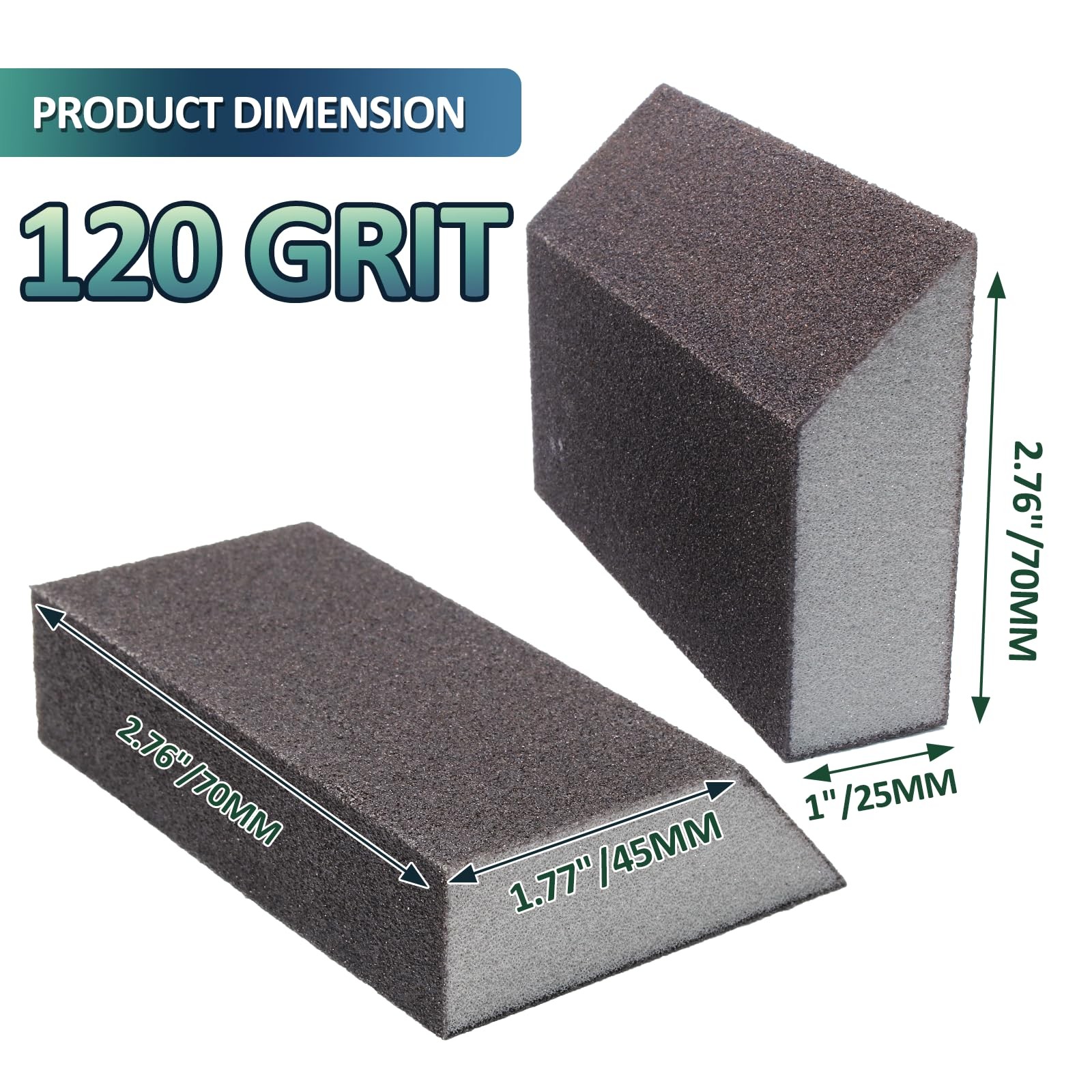 6 PCS 120 Grit Sanding Sponge Angle Block Coarse Reusable Wet Dry Wood Metal