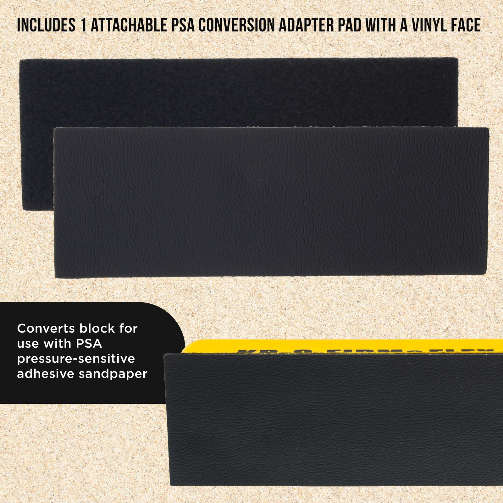 9″ K-Block Sander Firm & Flex Hand Sanding Block, Hook & Loop Backing, PSA Sand