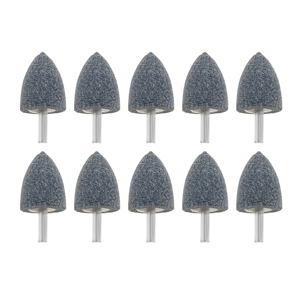 10PC Cone Shape Grinding Stones 30mm Aluminium Oxide Fit Electric Rotary Tool