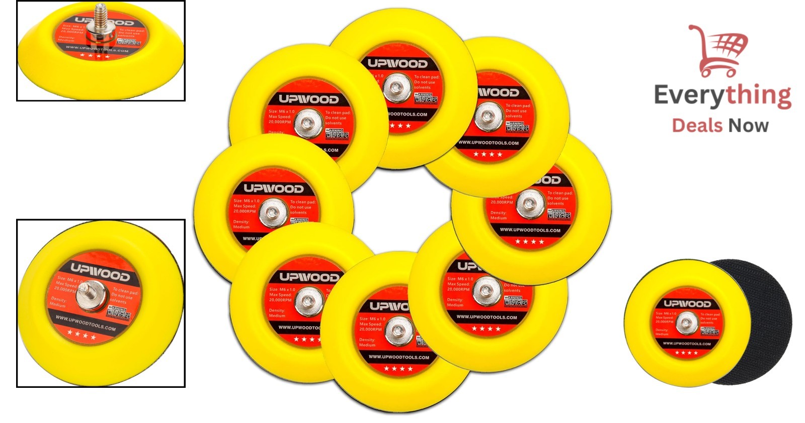8pc 3″ Sanding Backing Pad M6 Thread Hook & Loop for Mini Air Sander Polisher
