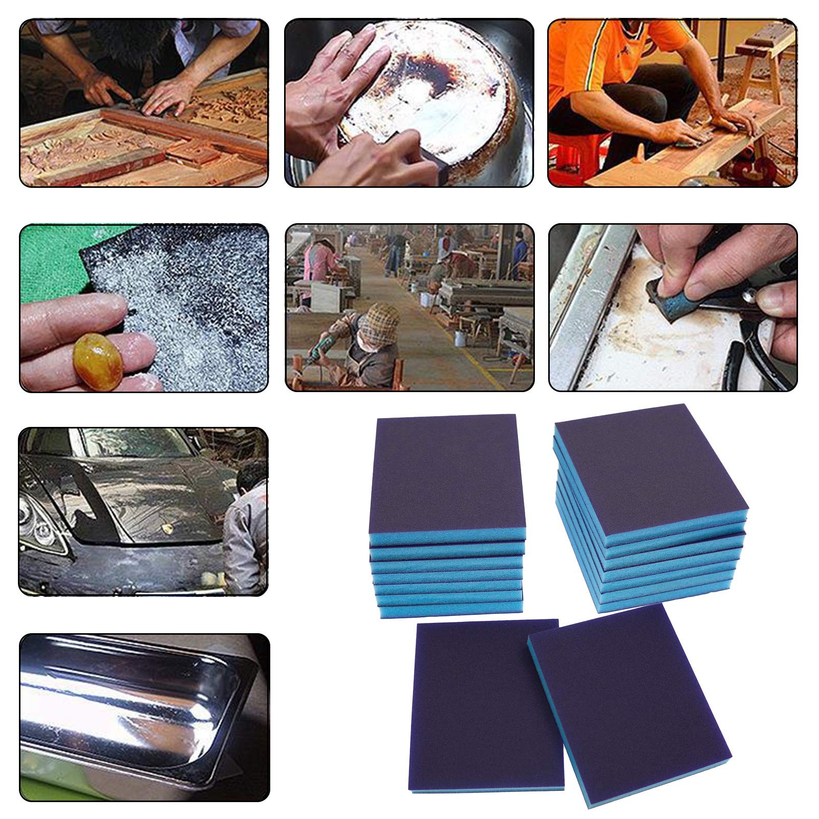 16Pcs Sanding Sponge 220 Grit Washable Sponge Sand Blocks Wet and Dry Sanding
