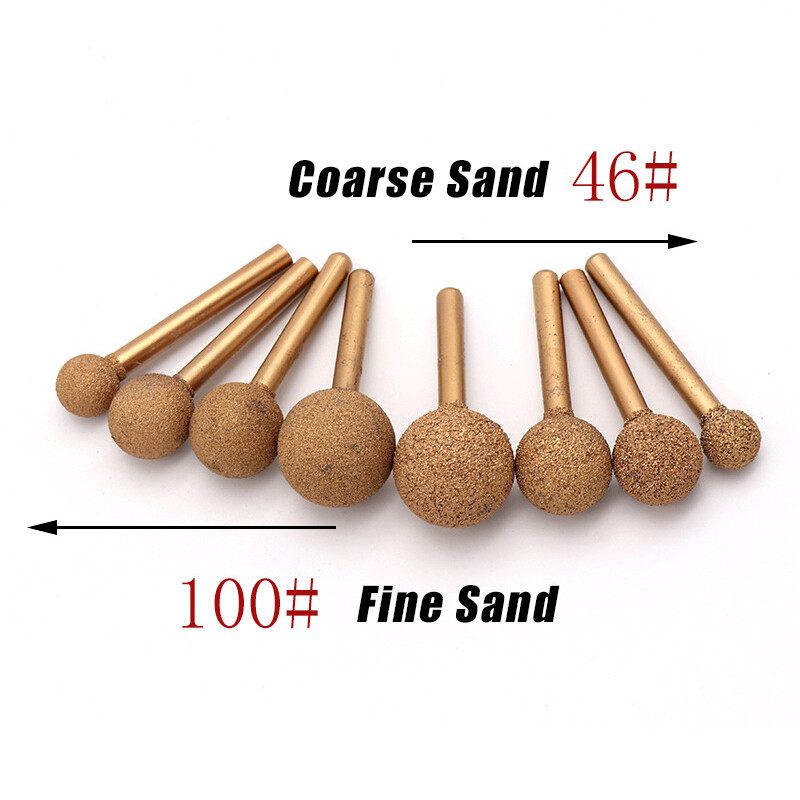 Brazed Diamond Grinding Head Spherical Fine / Coarse Sand Polishing 6mm Shank