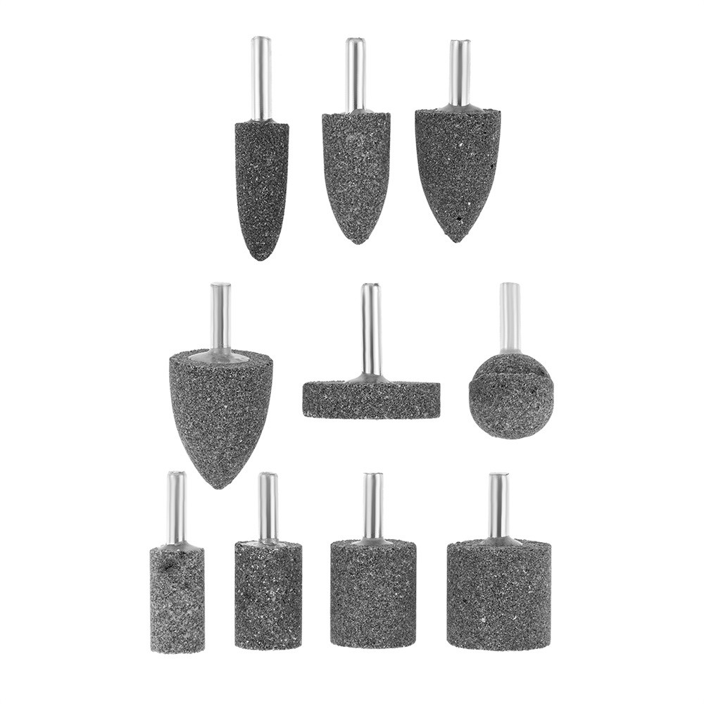 10x 1/4 inch Round Shank Various Shapes and Sizes Abrasive Grinding Stones