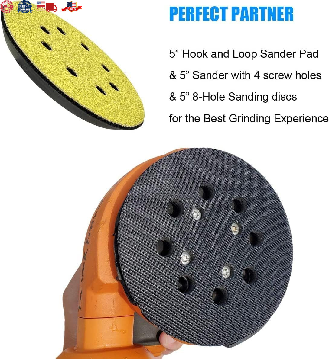 2 Pack 5 Inch 8 Hole Hook and Loop Sander Pad for Ridgid R2600, R2601 5″