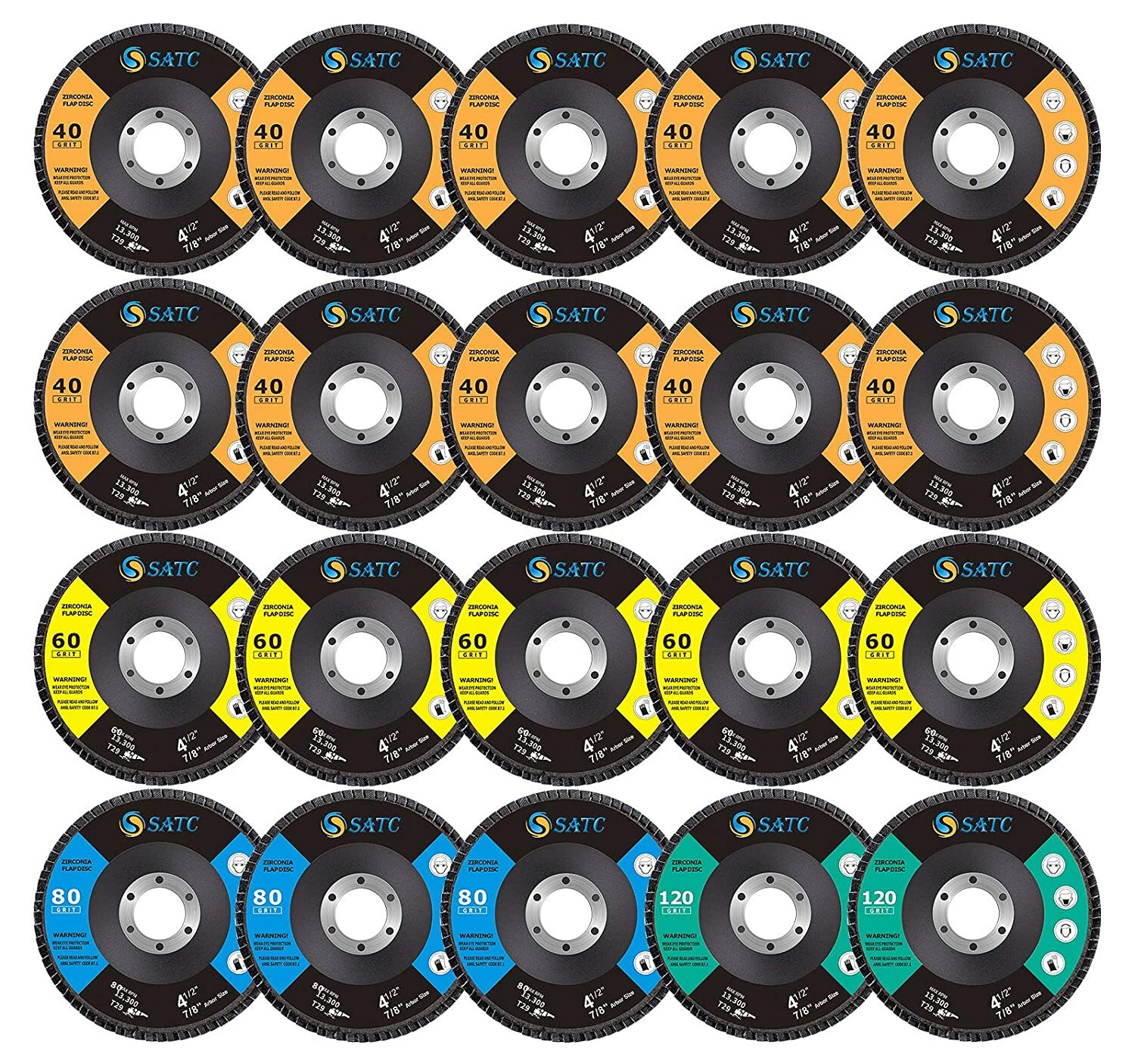 20PCS 4.5″ 4-1/2″ Zirconia Flap Disc 40 60 80 120 Grit Sanding Grinding Wheels
