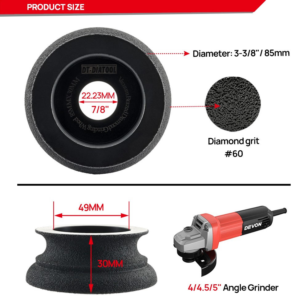 1pc/2pcs Diamond Grinding Cup Wheel 85mm for Chamfering Marble Granite Tile