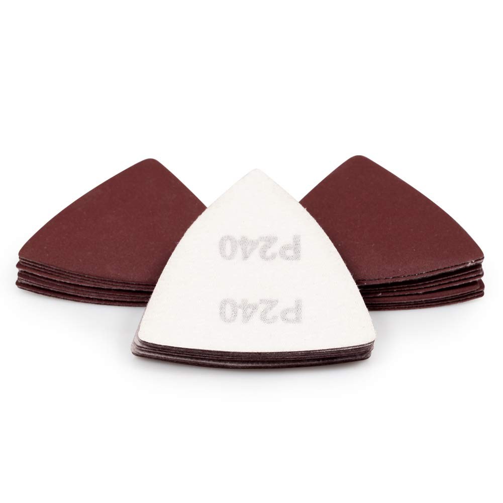30 Pcs Hook and Loop Triangle Sandpaper 240 Grit 80mm 3-1/8 Inches for Oscill…