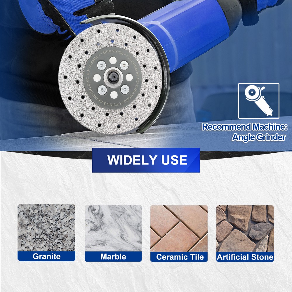 SHDIATOOL 4.5” Vacuum Brazed Diamond Cutting Grinding Wheel Grinder Blade 5/8