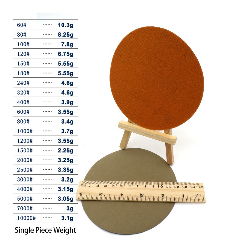 5-Inch Flocking Disc Sandpaper Hook & Loop 60~10000 Grit Wet &Dry Diameter 125mm