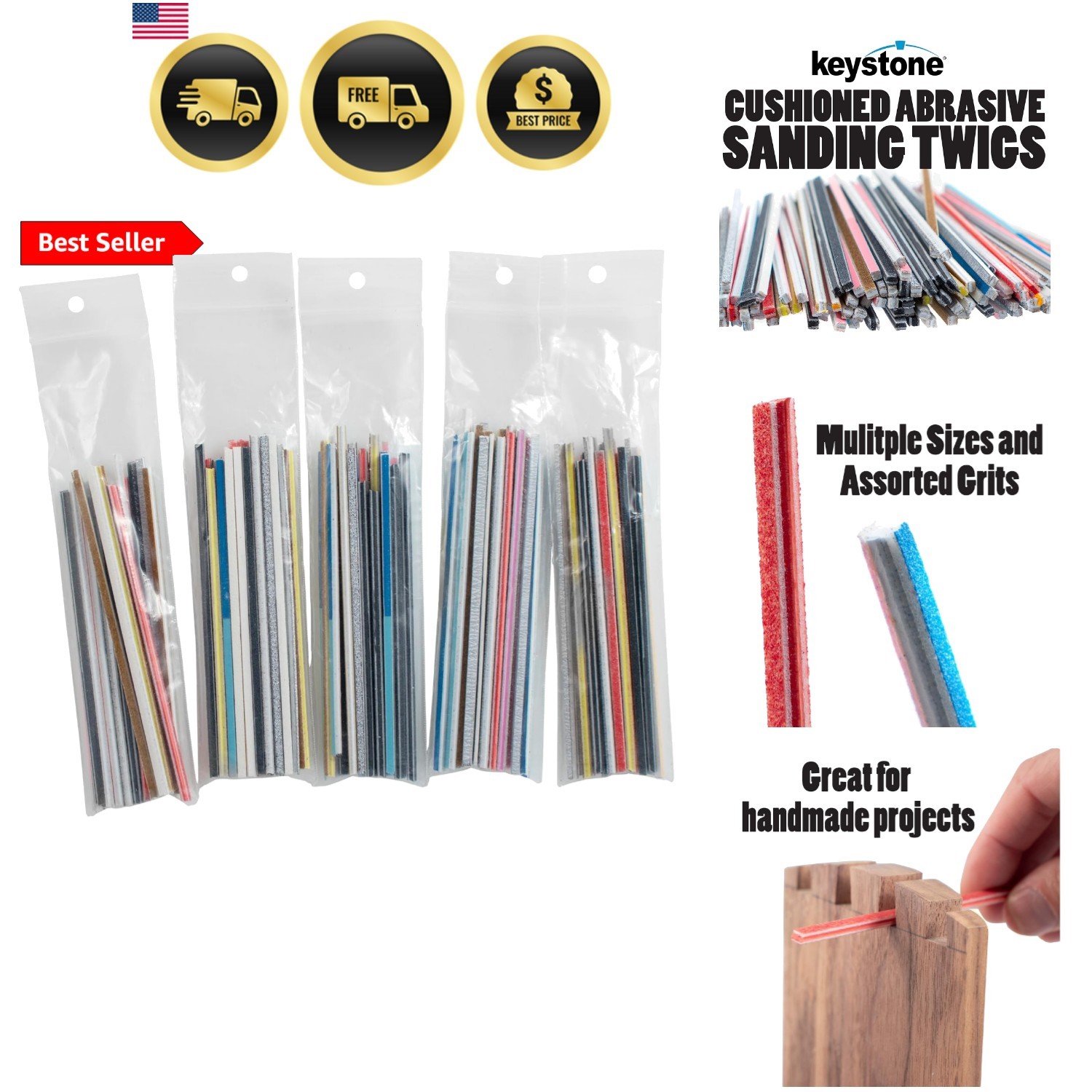 100 Pcs Sanding Twigs Kit Ideal for Woodworking, Sanding Sticks for Plastic M…
