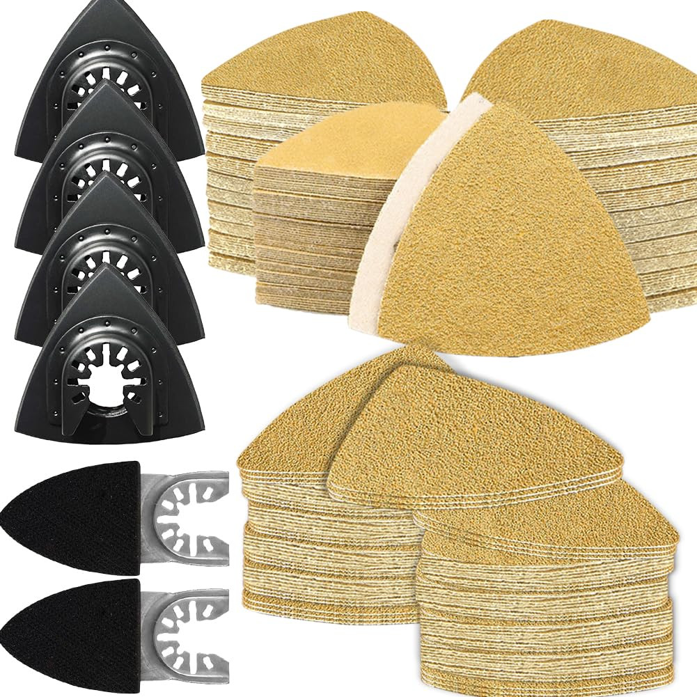 206PCS Multitool Sanding Pads for Oscillating Tool Sanding Attachments, Contains