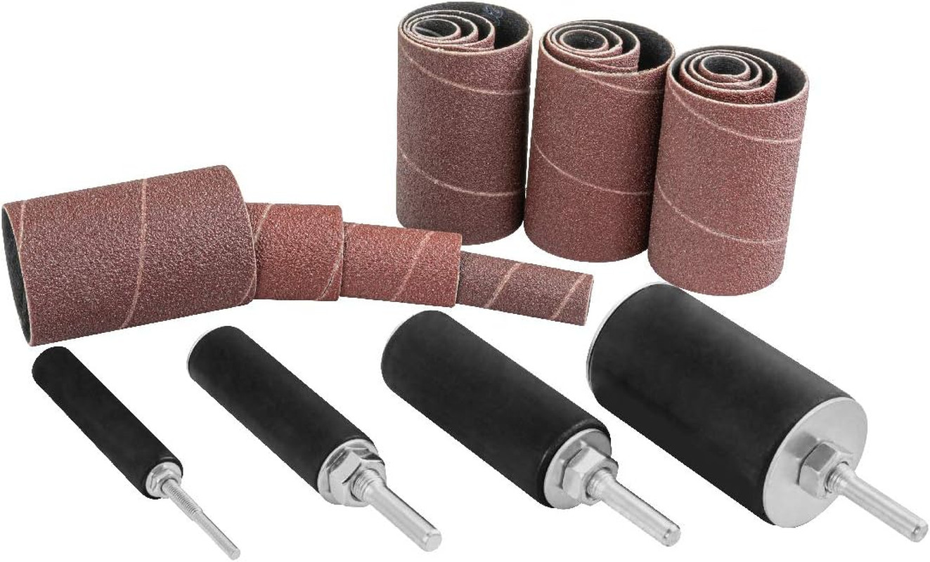 71634 20-Piece Drill Press Sanding Drum Kit W/ ¼ and 1/8 Inch Shanks, Spindle Sa