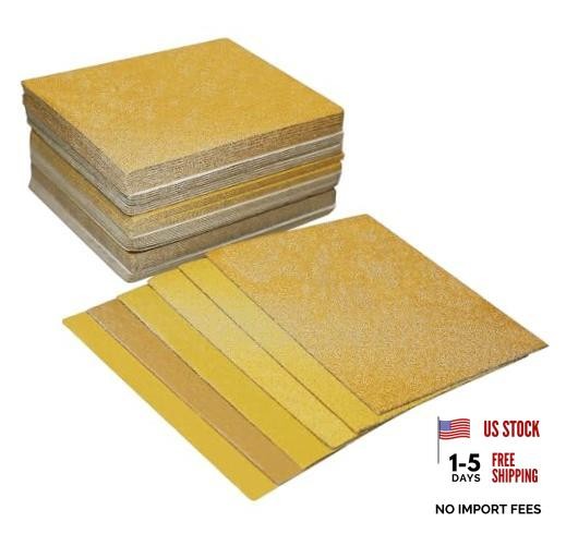 60 PCS 1/4 Sheet Gold Sandpaper Set- 60, 80, 100, 120, 150, 220 Grit, 5.5″ x