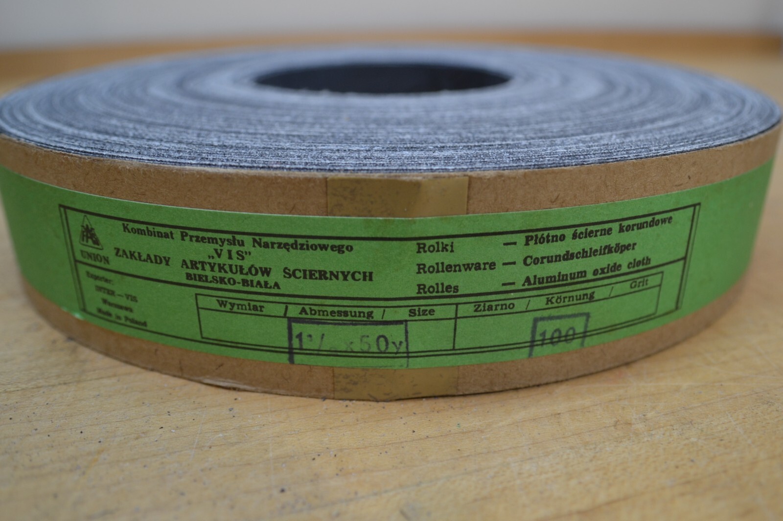 Emery Cloth Aluminum Oxide Sanding Shop Roll 100 Grit 1-1/ 2″ x 50 Yards No Hub