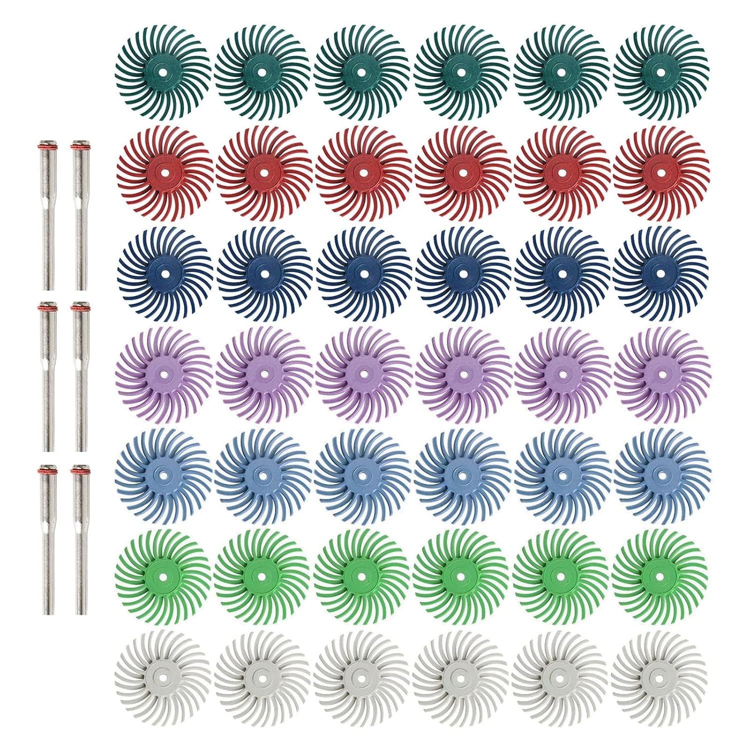 42pcs 1in Radial Bristle Disc Kit 3mm Shank Rotary Tool Polishing Wheels 80-2500