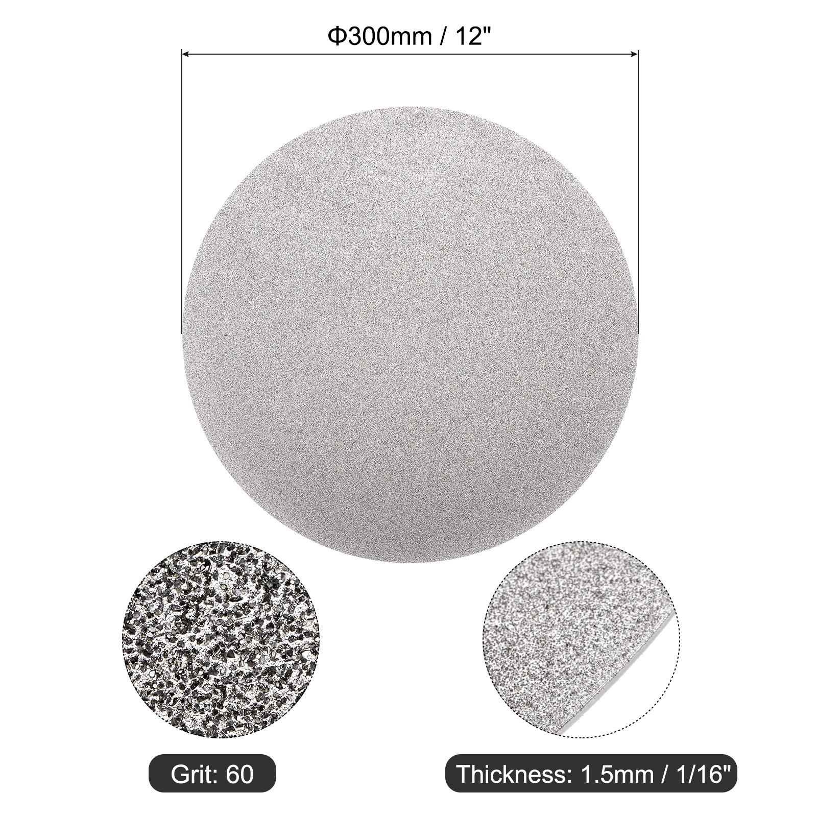 Diamond Sanding Grinding Disc 12″ Grit 60 No Center Hole Flat Lap Wheel Disk