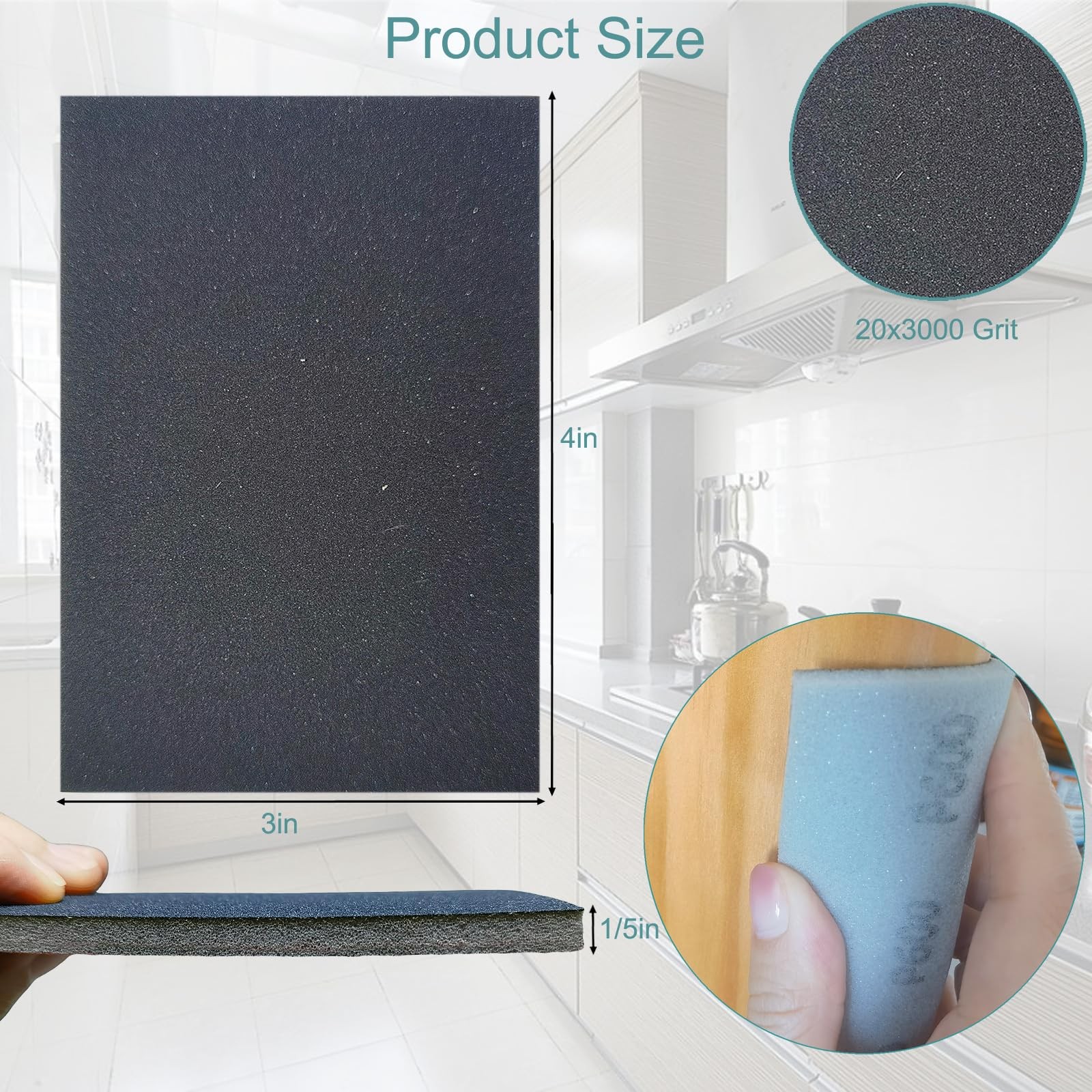 20 PCS 3×4 Inch 3000 Grit Sanding Sponge Ultra Fine Wet Dry Sandpaper Foam