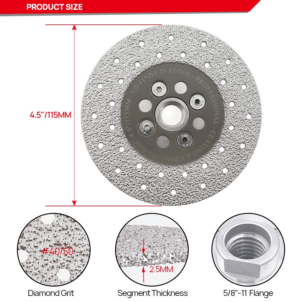 1pc Double Sided Vacuum Brazed Diamond Cutting & Grinding Disc 5/8-11 Marble