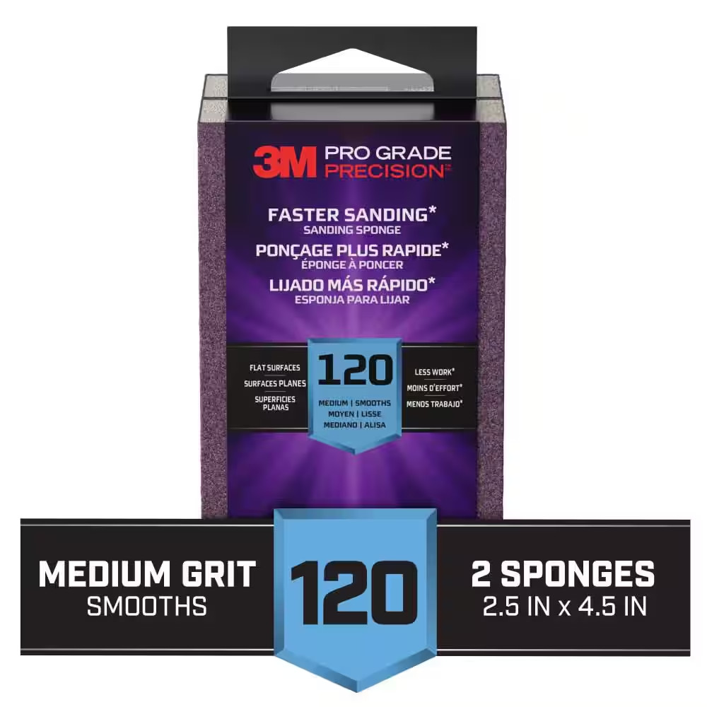 Pro Grade Precision 2 1/2 In. X 4-1/2 In. X 1 In. 120-Grit Medium Block Sanding