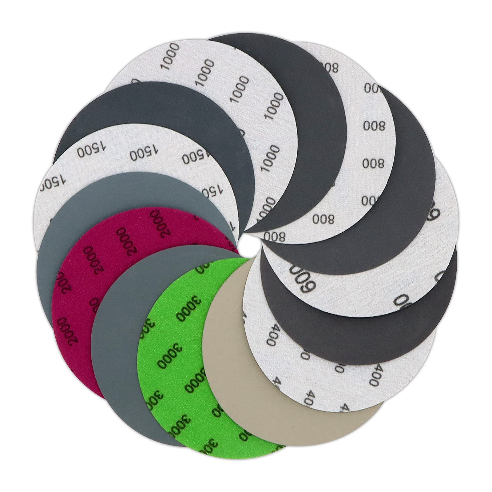 VIBRATITE 70PCS 5 Inch Hook & Loop Sanding 5 (400-3000 Grit), Assorted