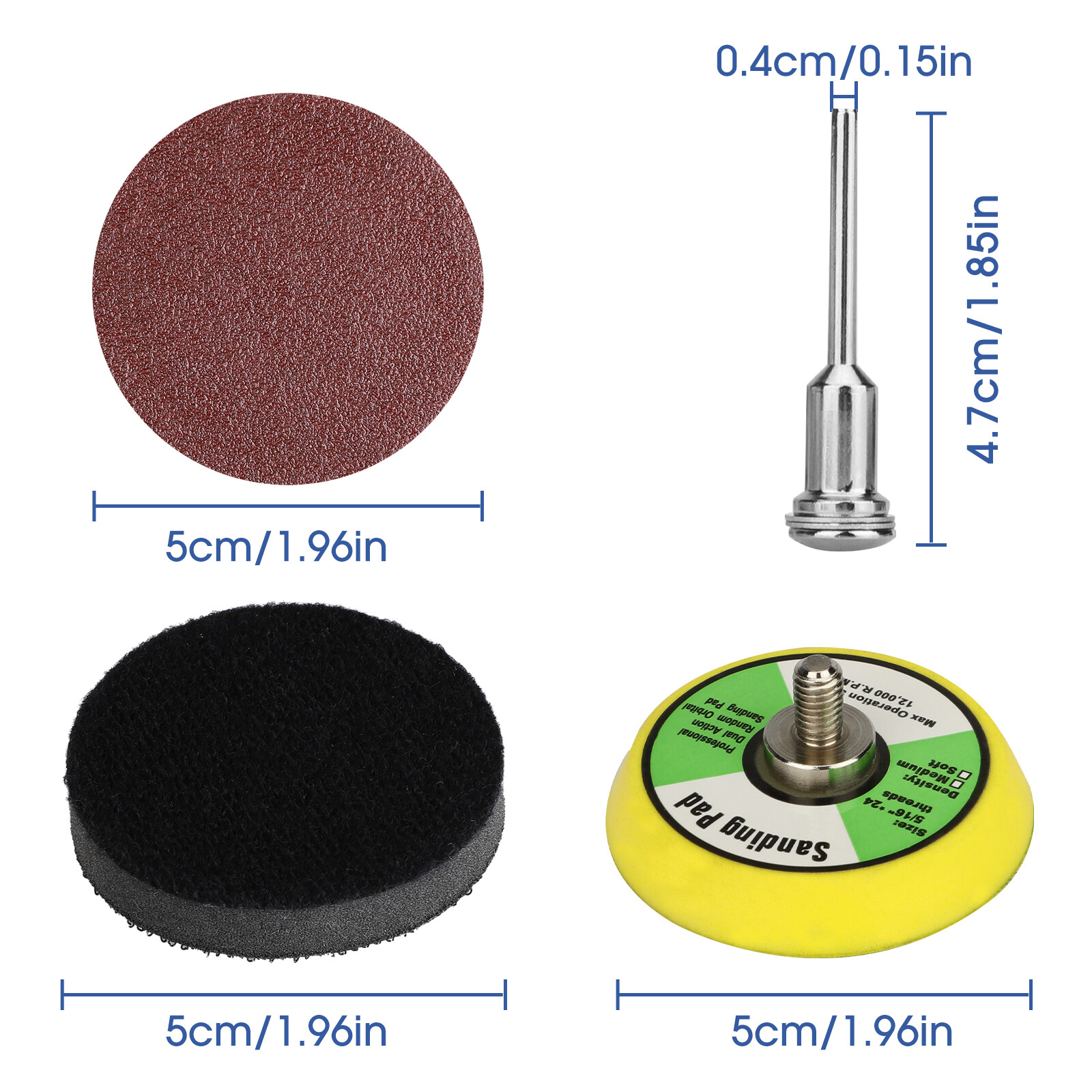 100-303Pcs 2″ Sanding Disc Hook Loop Sander Paper Backer Pad + Drill Adapter Kit