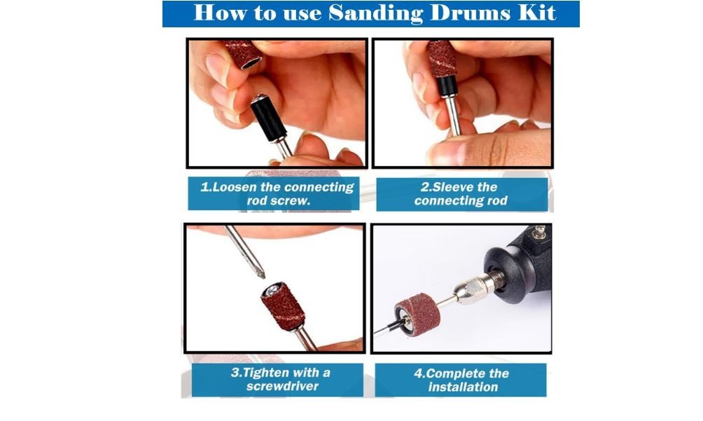 138PC Sanding Drum Set Rotary Tool Sanding Bands Mandrels 80 120 240 Grit