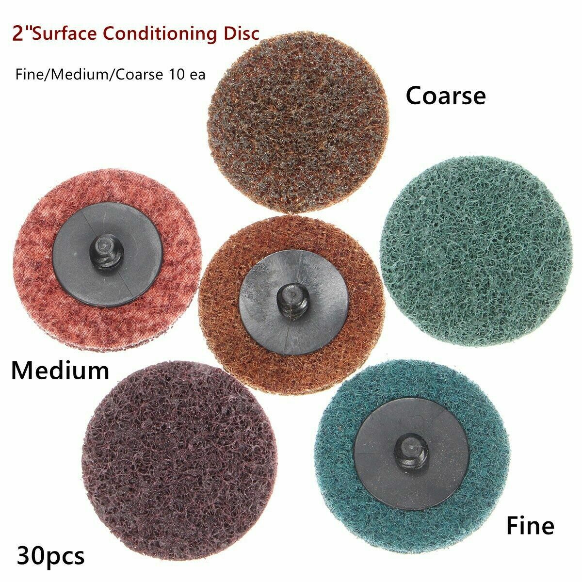 30Pcs 2″ Sanding Roll Disc Surface Conditioning Fine Medium Coarse Prep Pads