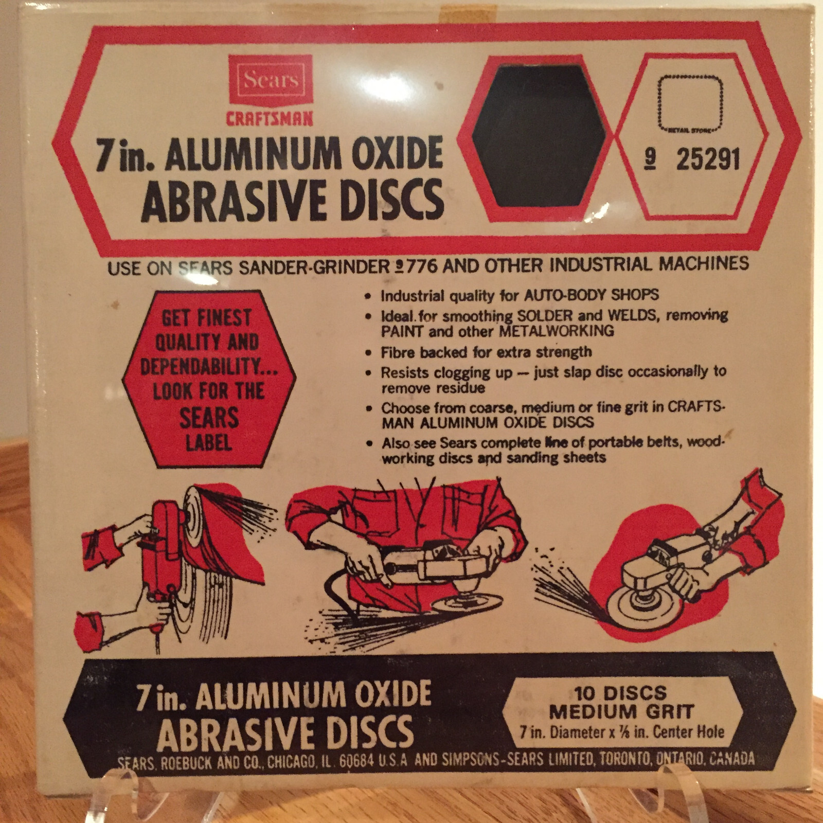 Sears Craftsman 7″ Aluminum Oxide Abrasive Disc 10 pack Medium & Fine Grit ~ NIB