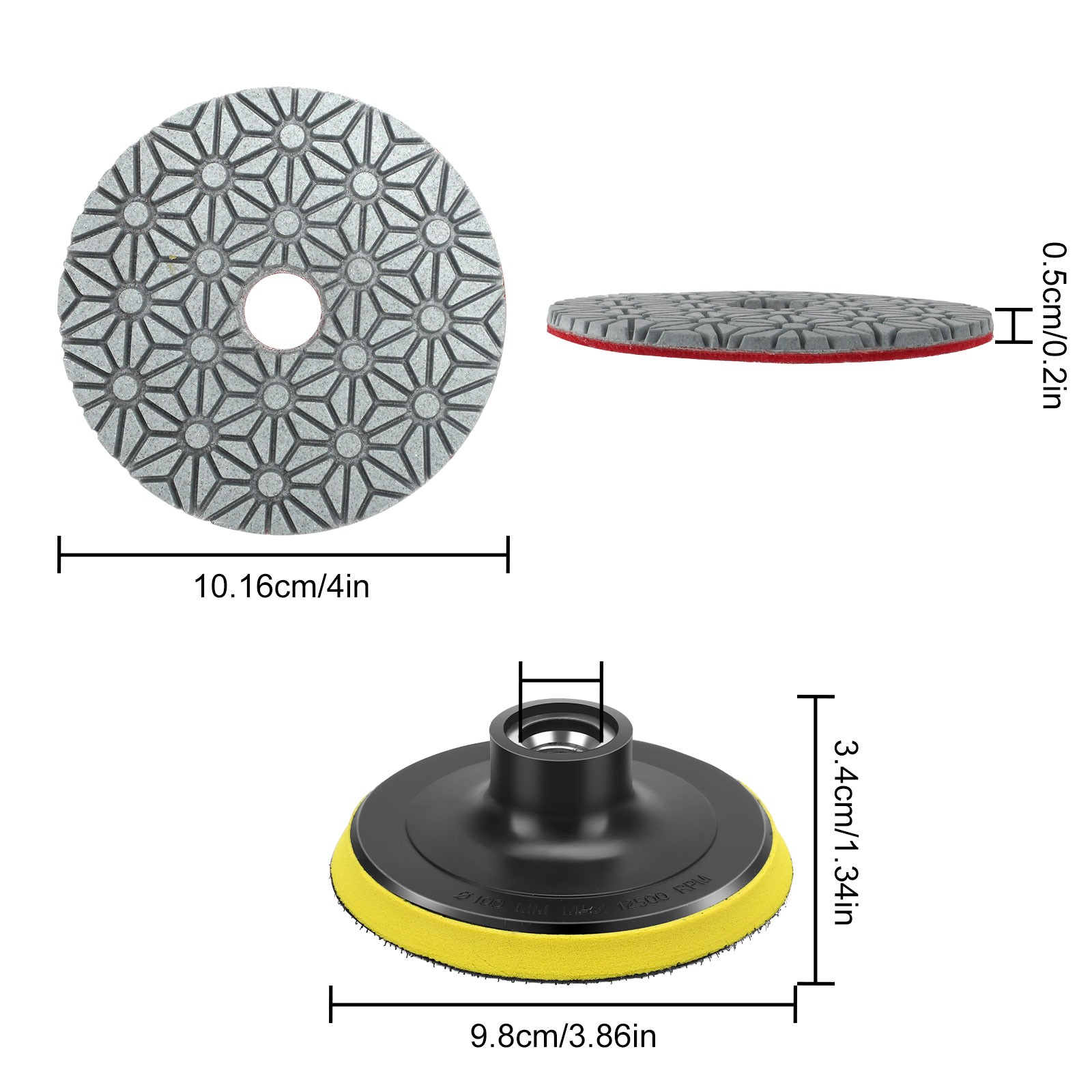 4″Wet Dry Diamond Polishing Pads for Granite Concrete Marble Glass Stone Sanding