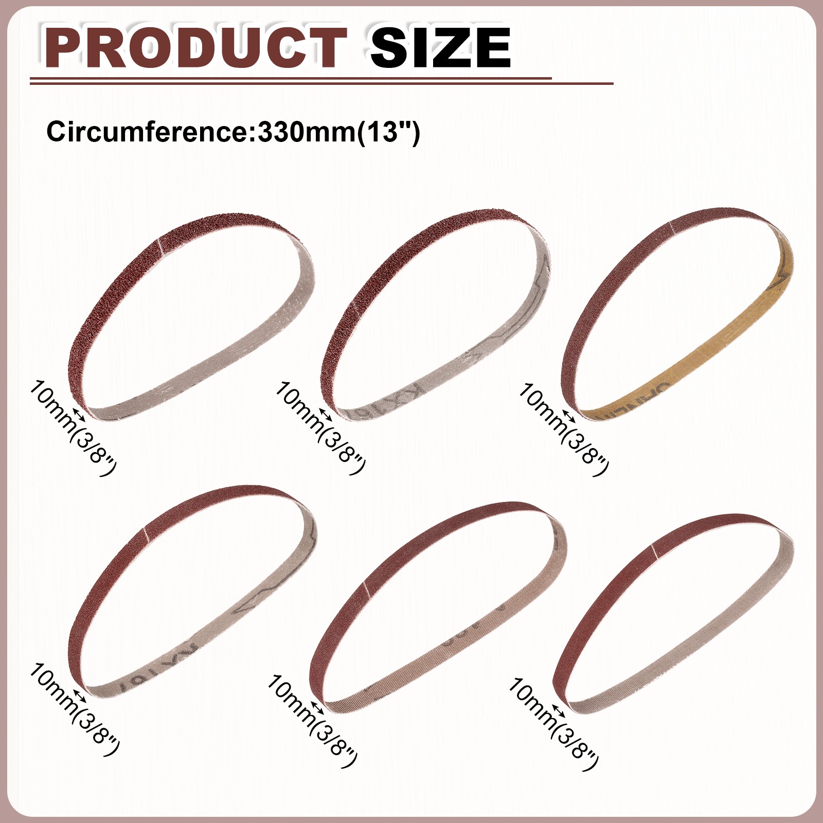 3/8 x 13 Inch Sanding Belts, 48 Pcs 40/60/80/120/180/240 Grits Aluminum Oxide
