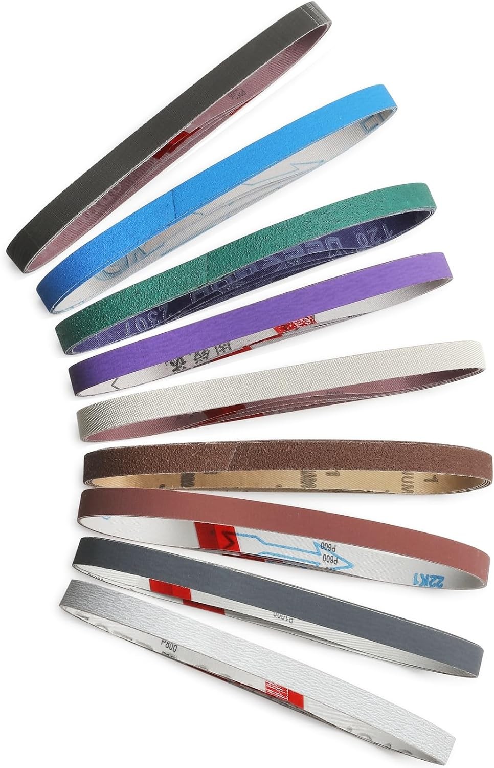 36 Pcs 1/2″ x 18″ Sanding Belts Set, 4 Each of