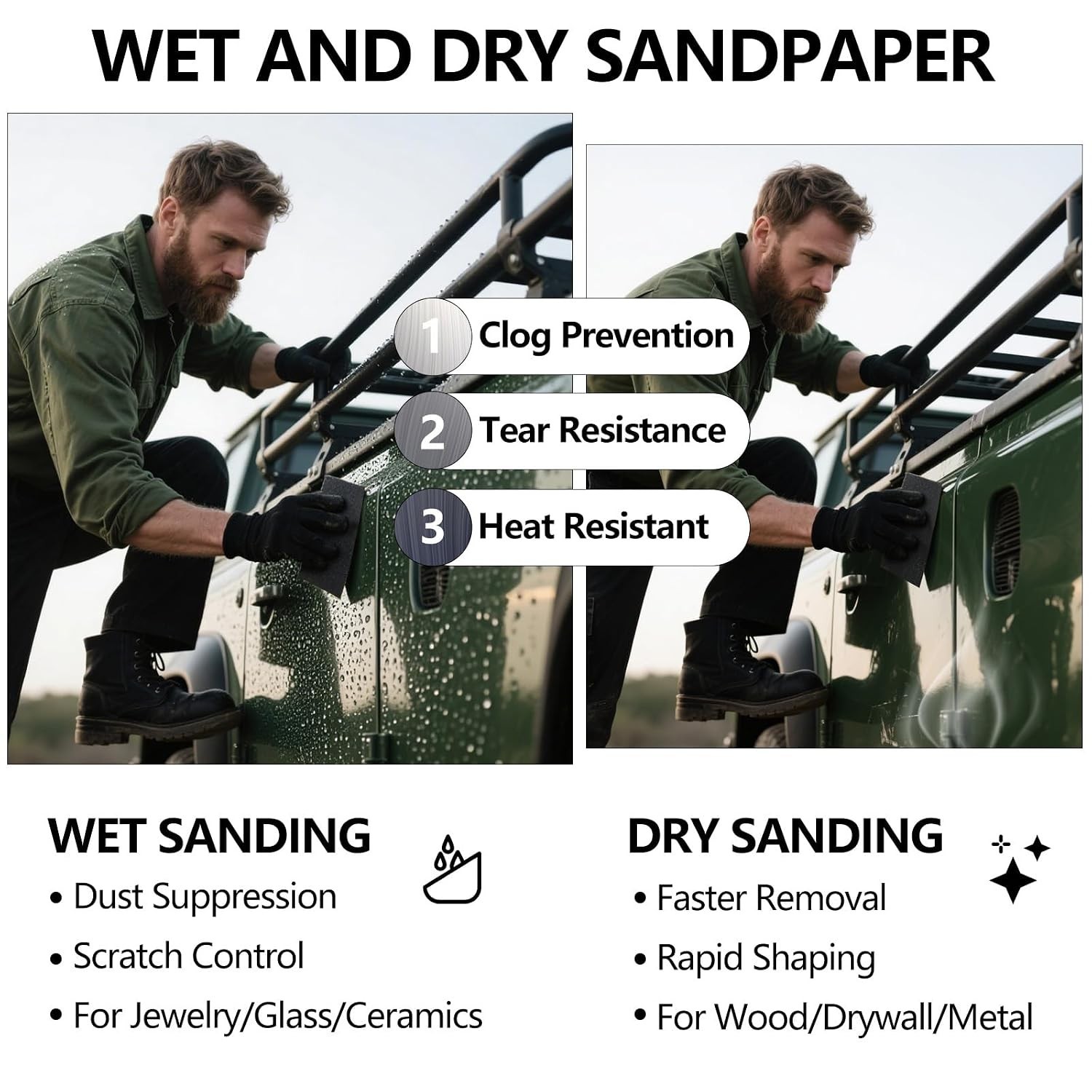 Professional-Grade 120 Grit Sandpaper for Wood, Metal & Automotive Finishing