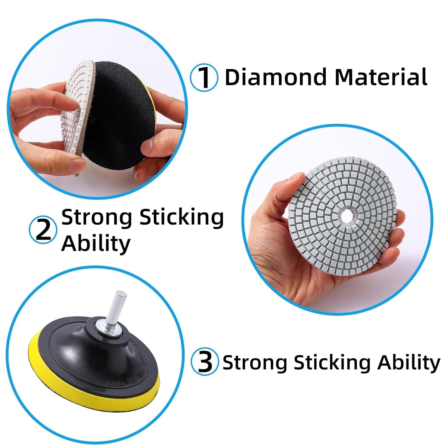Kit 13Pzs Almohadillas Diamante 4″ 50–8000 Grit para Granito Mármol Hormigón