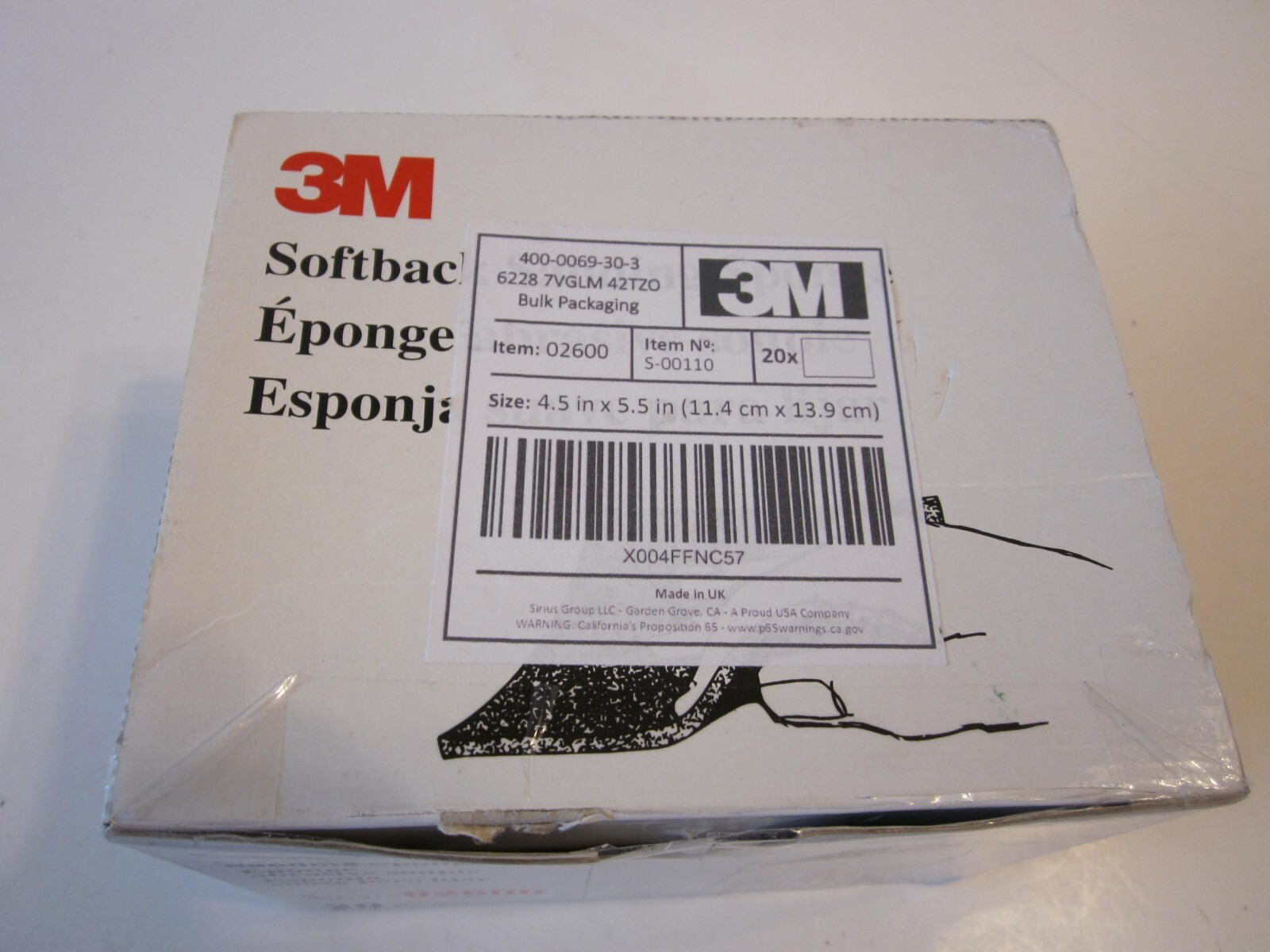 3M Softback Sanding Sponge 02600, 4 1/2 x 5 1/2 in, 20 Pack, Microfine