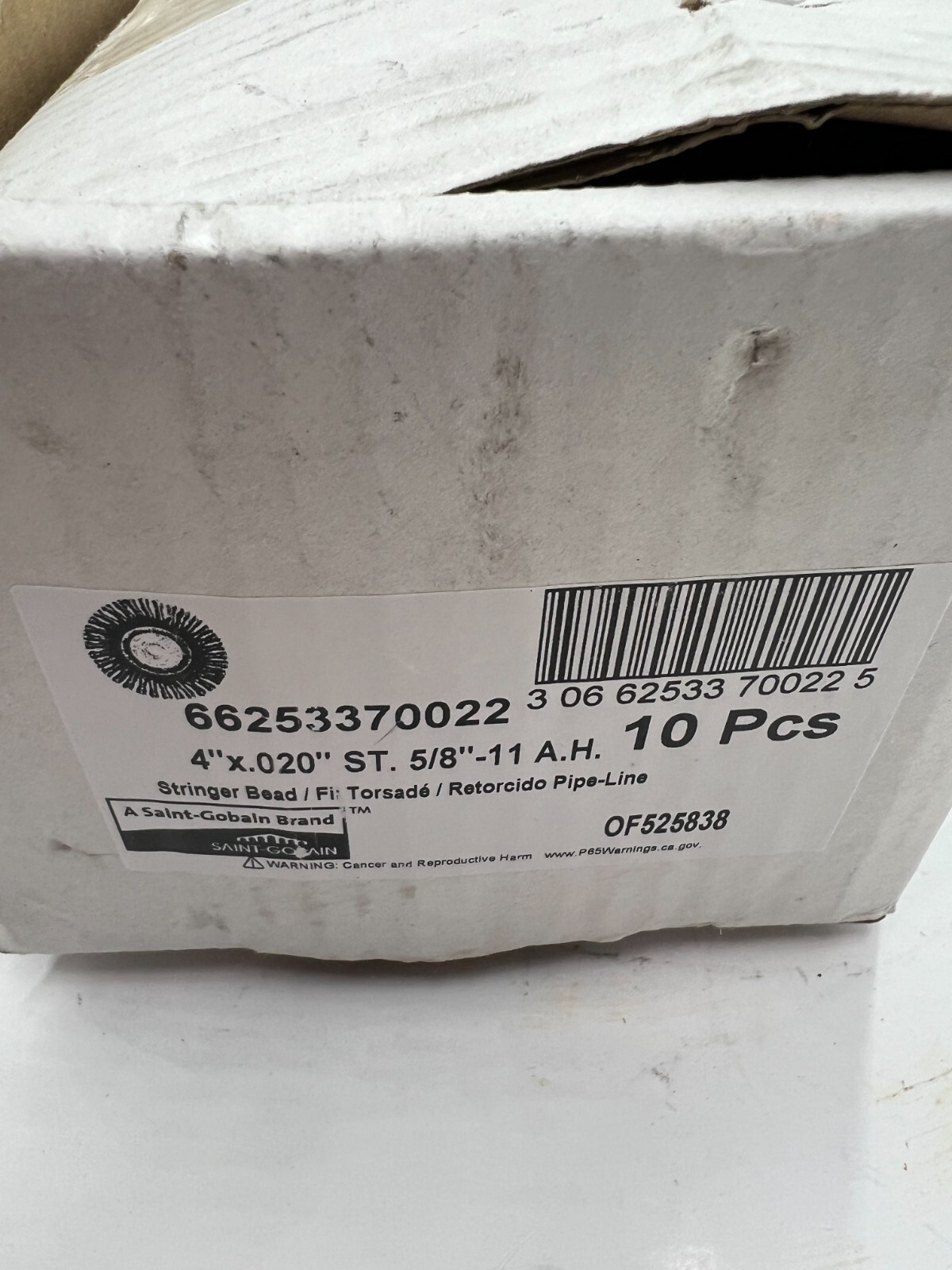 Box of 10 Saint-Gobain Knotted Wire Wheel 66253370022 4″X.020X5/8-11 Stringer